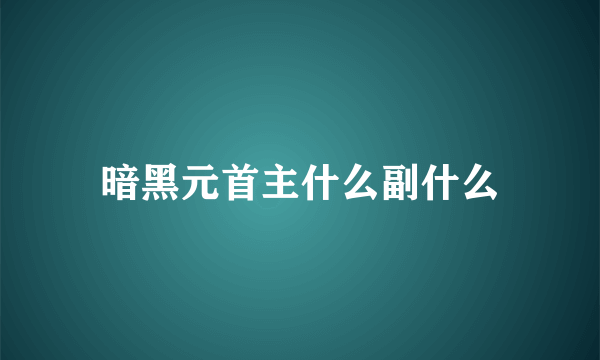 暗黑元首主什么副什么