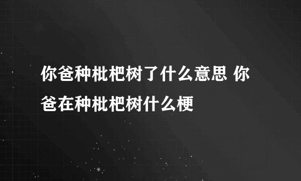 你爸种枇杷树了什么意思 你爸在种枇杷树什么梗