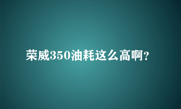 荣威350油耗这么高啊？