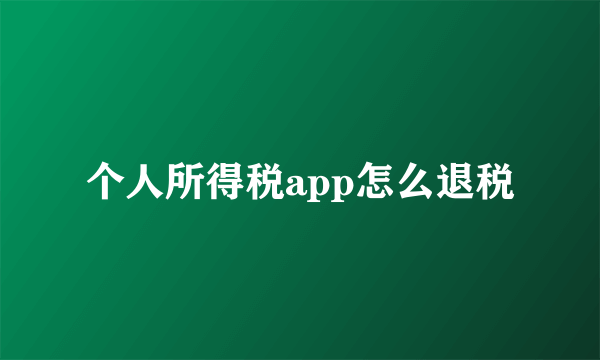 个人所得税app怎么退税