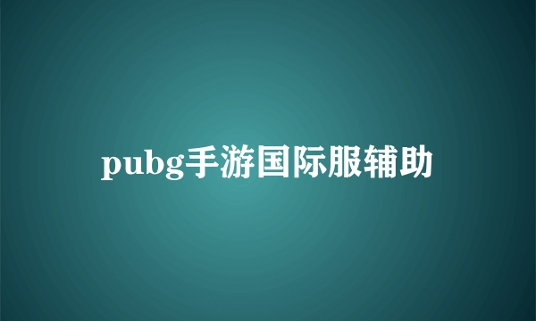 pubg手游国际服辅助