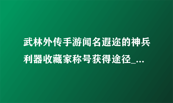 武林外传手游闻名遐迩的神兵利器收藏家称号获得途径_武林外传手游