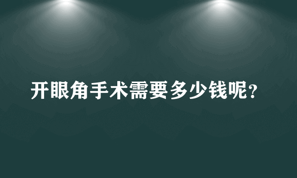 开眼角手术需要多少钱呢？