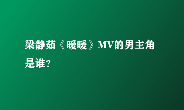 梁静茹《暖暖》MV的男主角是谁？