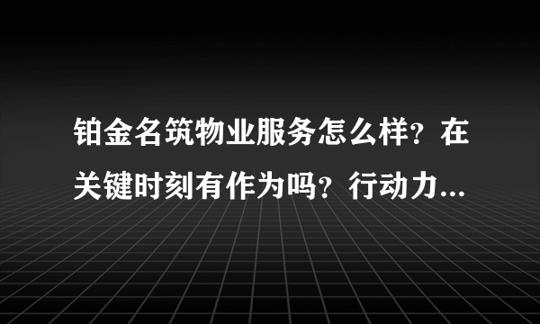 铂金名筑物业服务怎么样？在关键时刻有作为吗？行动力如何？看这的房子挺久的了，不知道适不适合买？