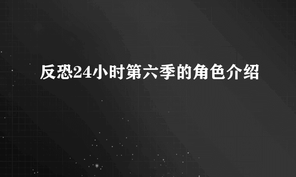 反恐24小时第六季的角色介绍