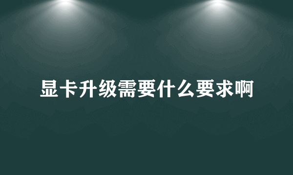 显卡升级需要什么要求啊