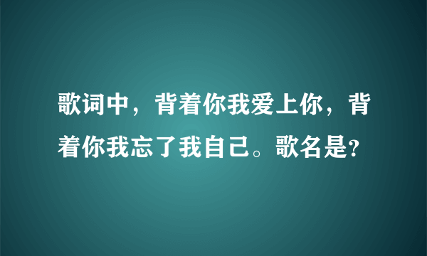 歌词中，背着你我爱上你，背着你我忘了我自己。歌名是？