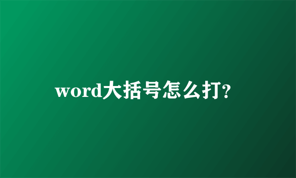 word大括号怎么打？