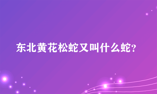 东北黄花松蛇又叫什么蛇？