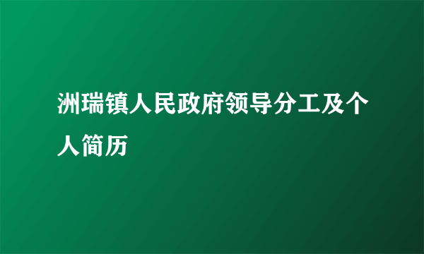 洲瑞镇人民政府领导分工及个人简历