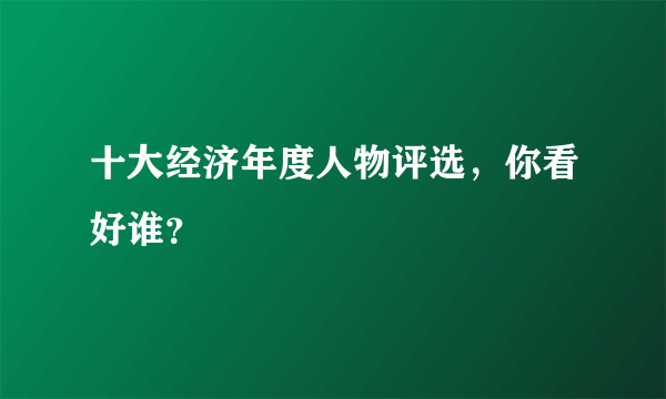 十大经济年度人物评选，你看好谁？