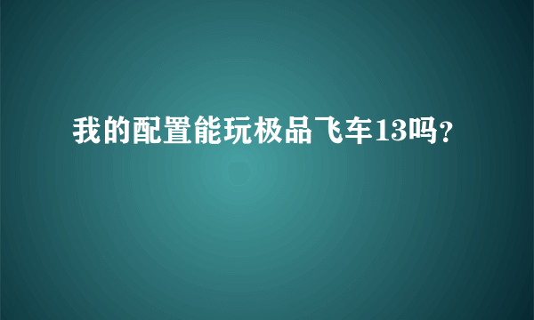 我的配置能玩极品飞车13吗？