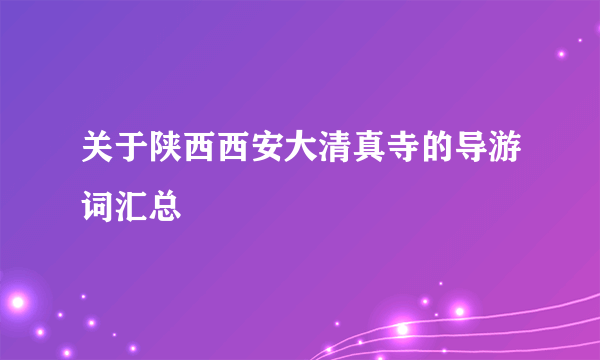 关于陕西西安大清真寺的导游词汇总