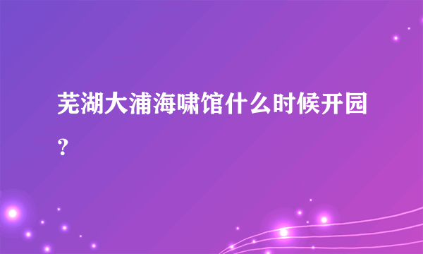 芜湖大浦海啸馆什么时候开园？