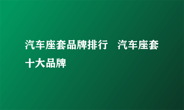 汽车座套品牌排行   汽车座套十大品牌