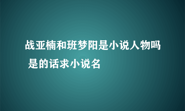 战亚楠和班梦阳是小说人物吗 是的话求小说名