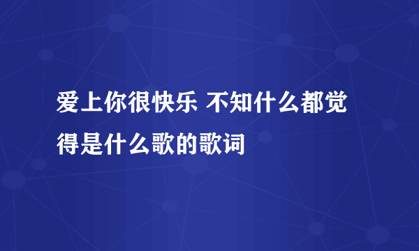 爱上你很快乐 不知什么都觉得是什么歌的歌词