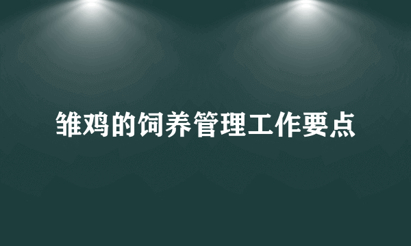 雏鸡的饲养管理工作要点