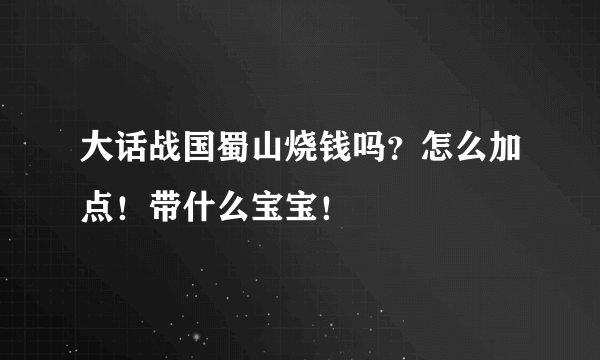 大话战国蜀山烧钱吗？怎么加点！带什么宝宝！