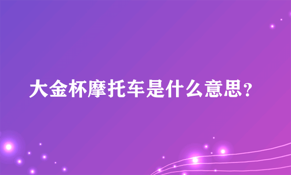 大金杯摩托车是什么意思？