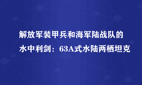 解放军装甲兵和海军陆战队的水中利剑：63A式水陆两栖坦克