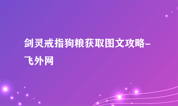 剑灵戒指狗粮获取图文攻略-飞外网