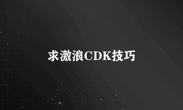 求激浪CDK技巧