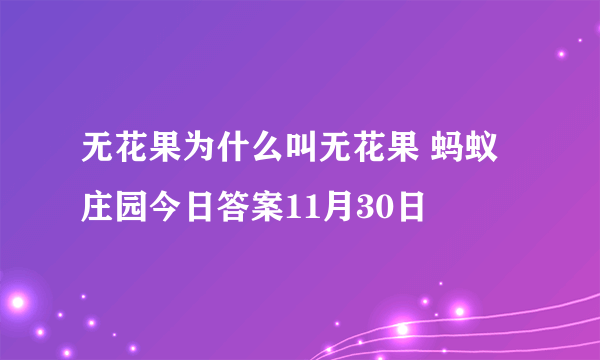 无花果为什么叫无花果 蚂蚁庄园今日答案11月30日