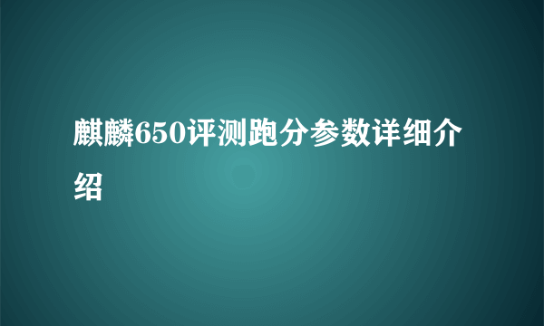 麒麟650评测跑分参数详细介绍