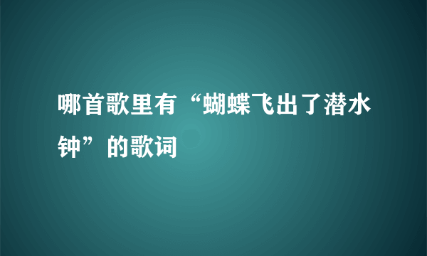 哪首歌里有“蝴蝶飞出了潜水钟”的歌词