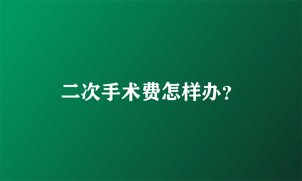 二次手术费怎样办？