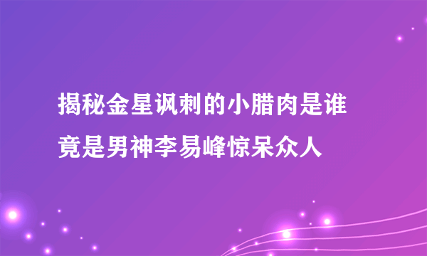 揭秘金星讽刺的小腊肉是谁 竟是男神李易峰惊呆众人