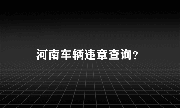 河南车辆违章查询？