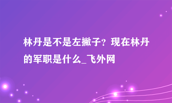 林丹是不是左撇子？现在林丹的军职是什么_飞外网