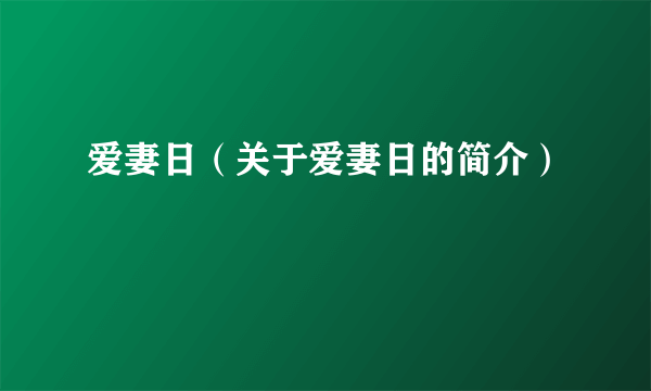 爱妻日（关于爱妻日的简介）