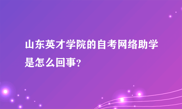 山东英才学院的自考网络助学是怎么回事？