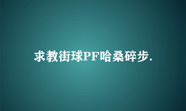 求教街球PF哈桑碎步.