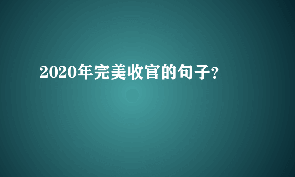 2020年完美收官的句子？