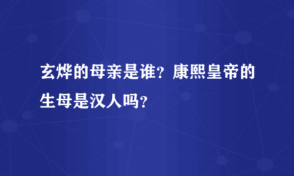 玄烨的母亲是谁？康熙皇帝的生母是汉人吗？