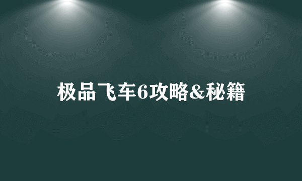 极品飞车6攻略&秘籍