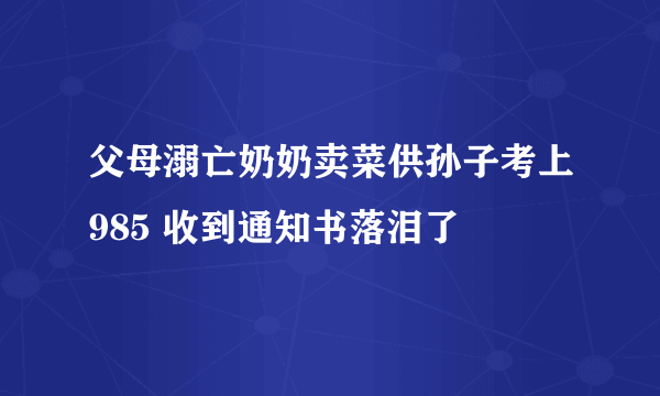 父母溺亡奶奶卖菜供孙子考上985 收到通知书落泪了