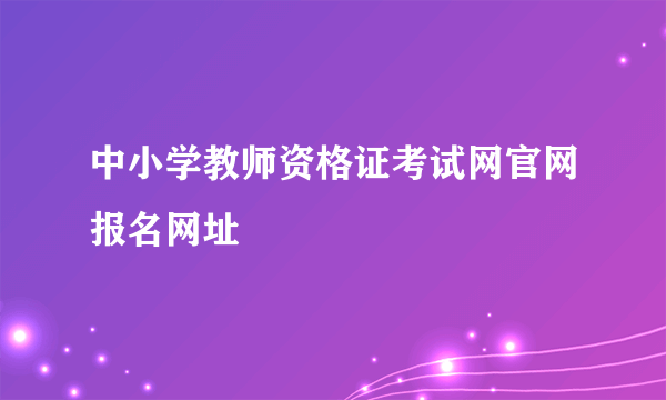 中小学教师资格证考试网官网报名网址