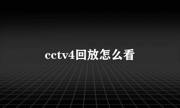 cctv4回放怎么看