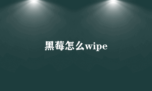 黑莓怎么wipe