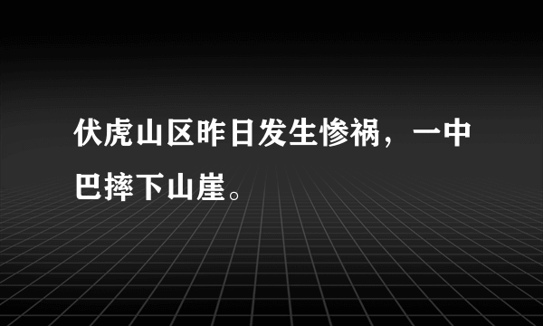 伏虎山区昨日发生惨祸，一中巴摔下山崖。