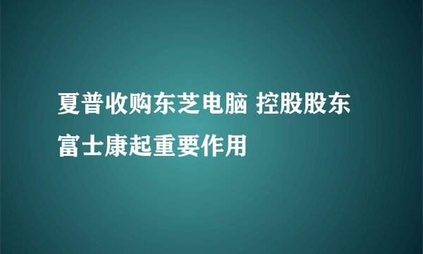 夏普收购东芝电脑 控股股东富士康起重要作用