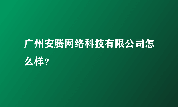 广州安腾网络科技有限公司怎么样？