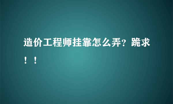 造价工程师挂靠怎么弄？跪求！！