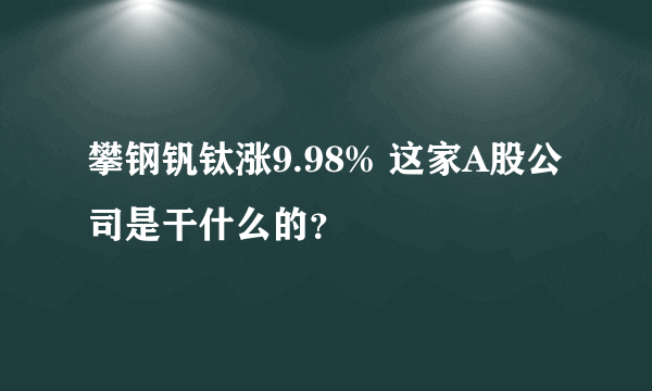 攀钢钒钛涨9.98% 这家A股公司是干什么的？